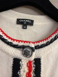 Chanel 100% Cashmere Cardigan with Contrast Trim - White/Black/Red 香奈儿 100% 羊绒撞色饰边开衫 白黑红配色