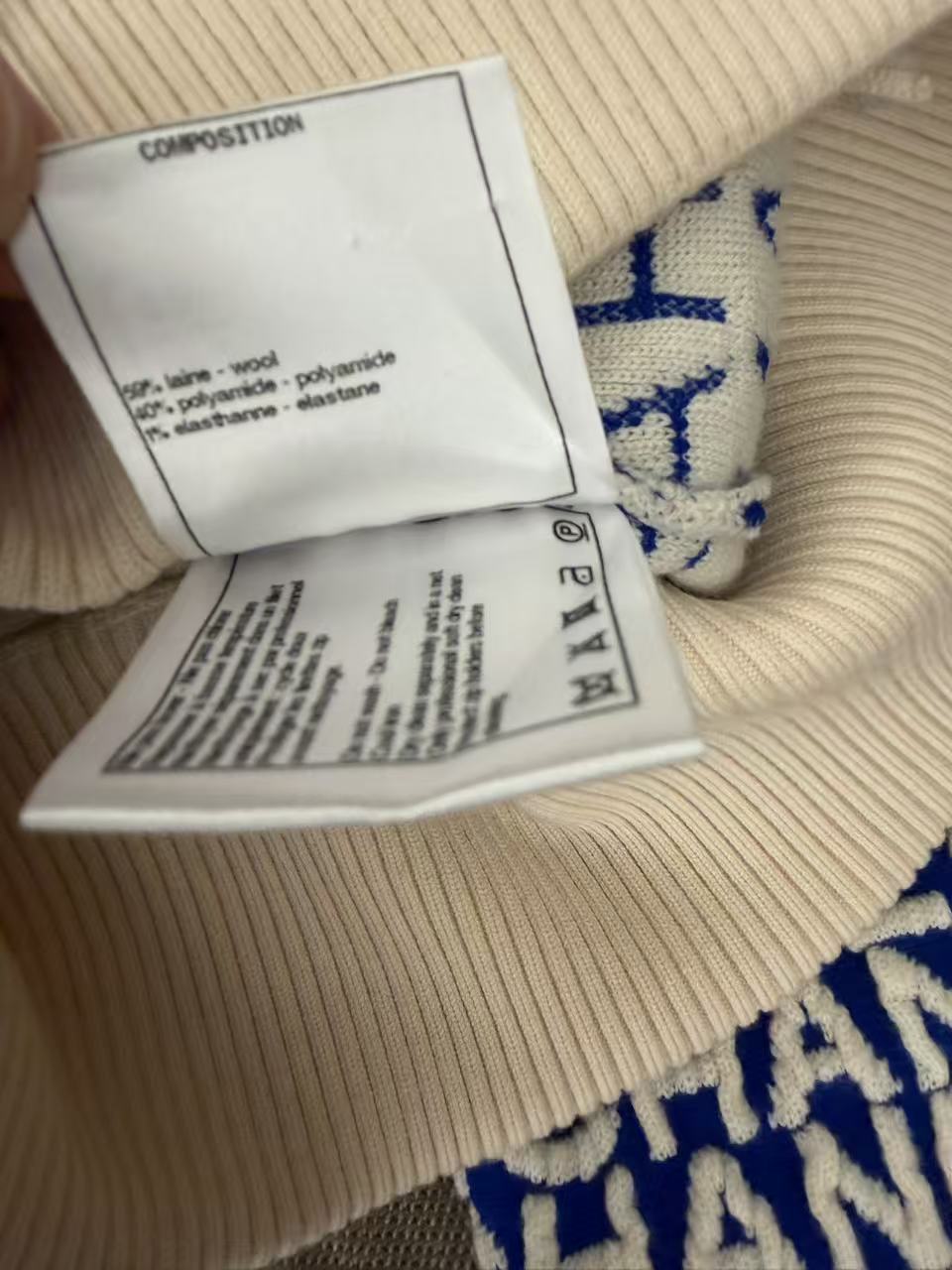 Chanel All-Over Logo Knit Zip-Up Jacket - Blue & Off-White 香奈儿 满印字母提花拉链针织夹克 蓝白配色