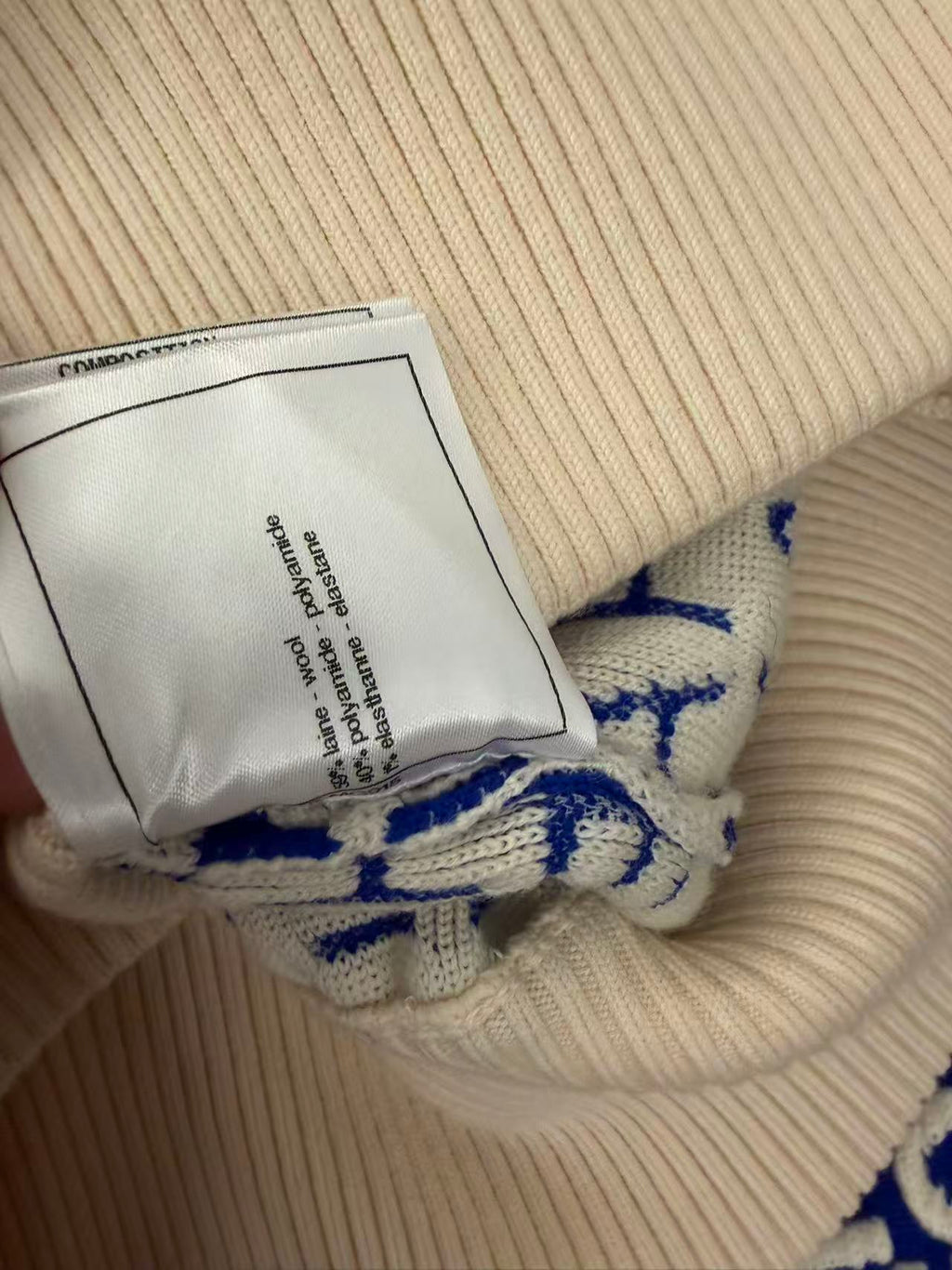 Chanel All-Over Logo Knit Zip-Up Jacket - Blue & Off-White 香奈儿 满印字母提花拉链针织夹克 蓝白配色