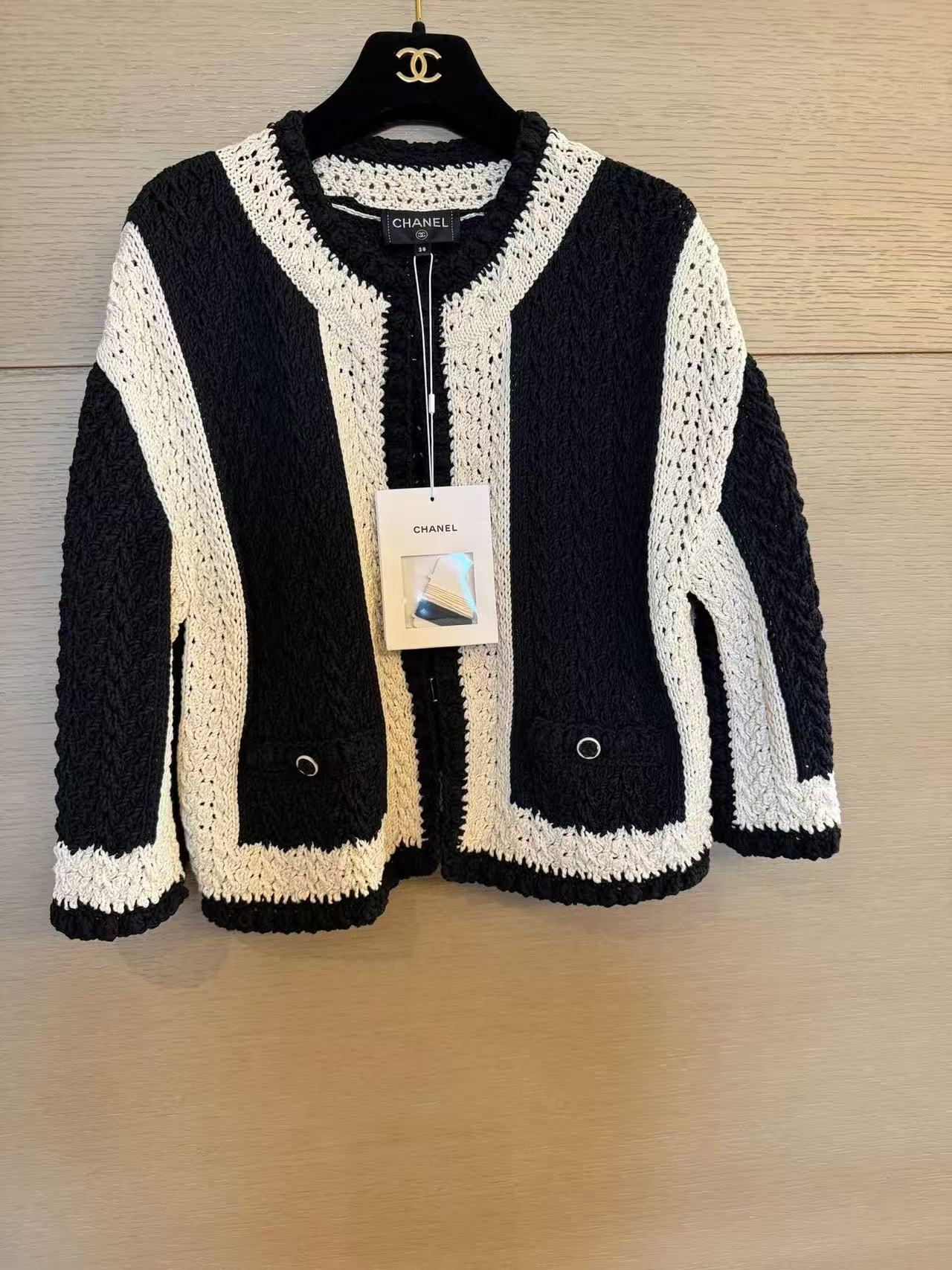 Vintage Chanel Logo Jacquard Zip-Up Knit Jacket 中古香奈儿满印字母提花拉链针织外套