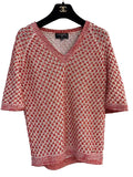 Chanel Red & White Silk-Blend Knit Top 香奈儿 红白拼色真丝混纺针织上衣