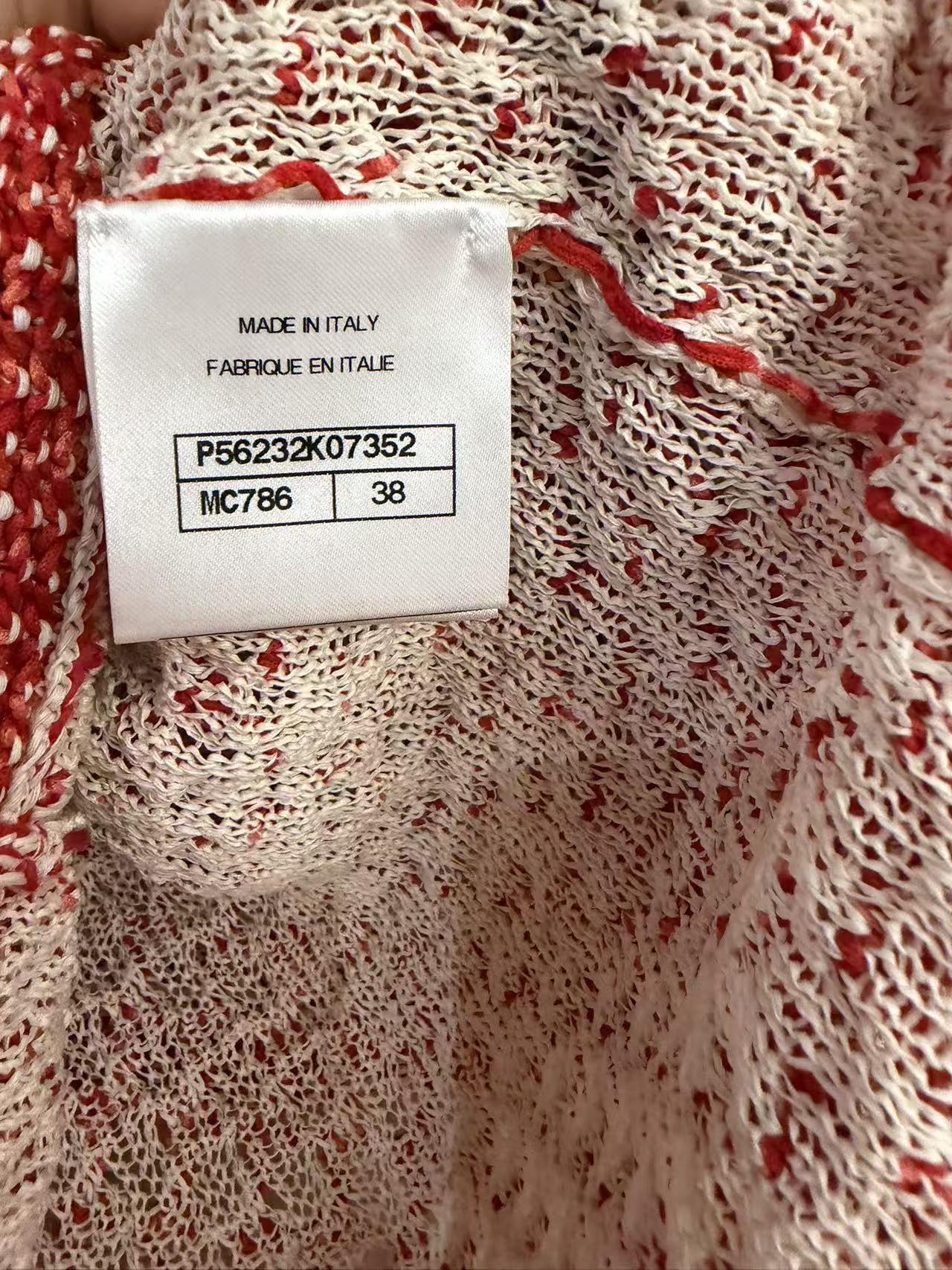 Chanel Red & White Silk-Blend Knit Top 香奈儿 红白拼色真丝混纺针织上衣