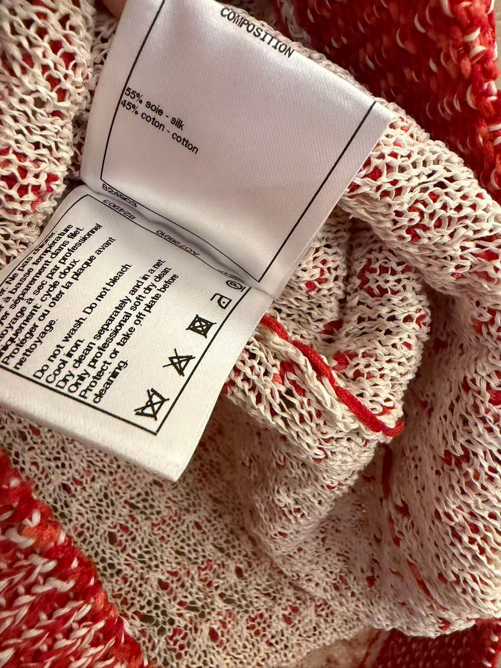 Chanel Red & White Silk-Blend Knit Top 香奈儿 红白拼色真丝混纺针织上衣