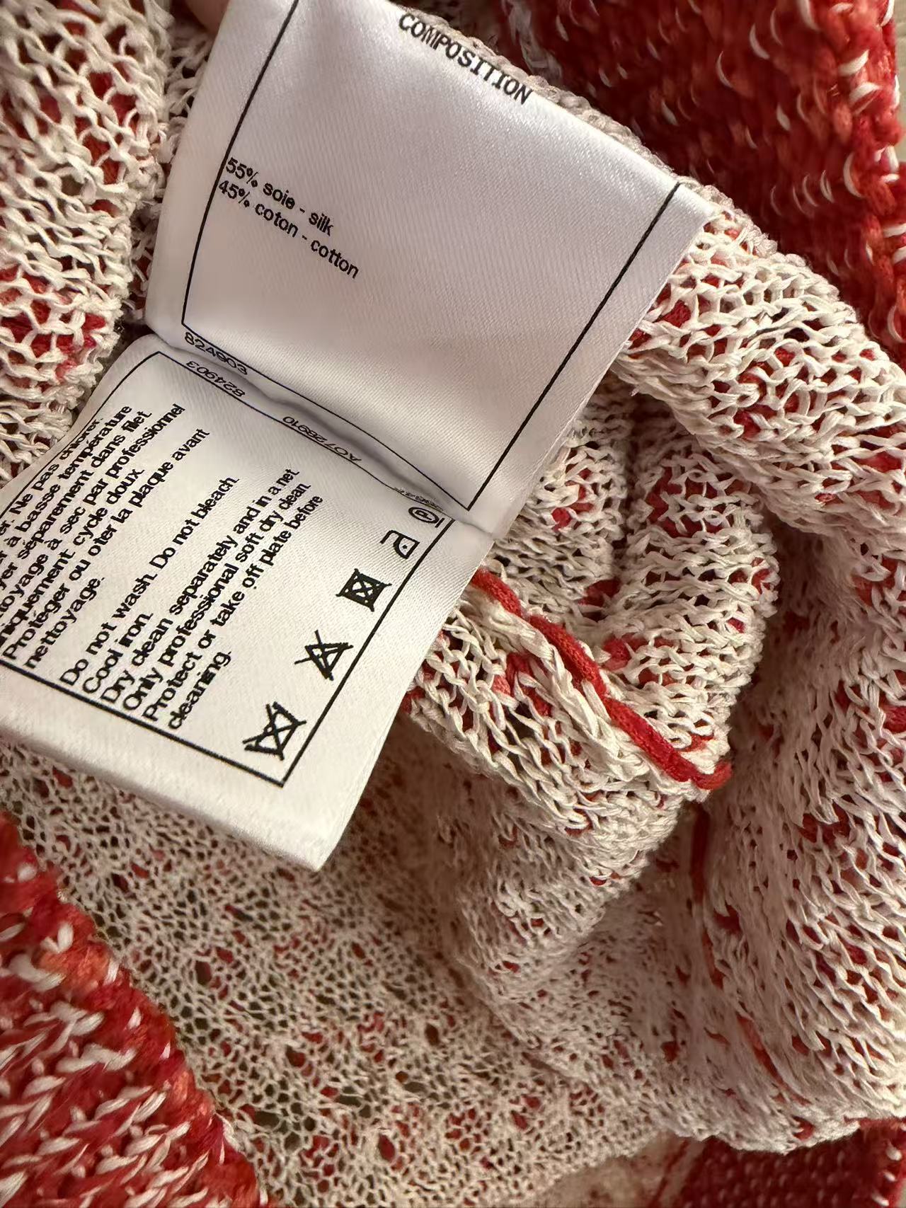 Chanel Red & White Silk-Blend Knit Top 香奈儿 红白拼色真丝混纺针织上衣