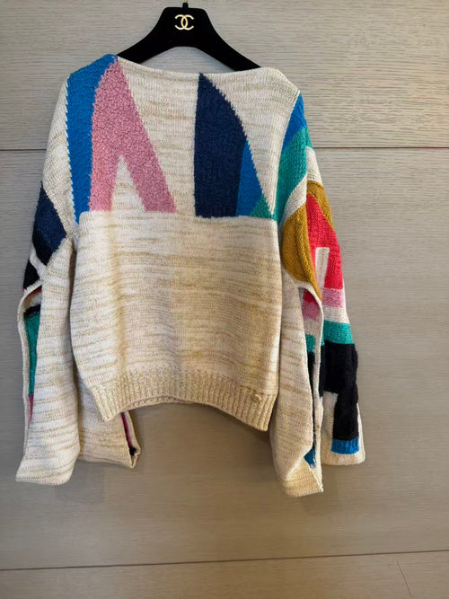 Chanel Abstract Geometric Cashmere-Blend Sweater 香奈儿 抽象几何图案羊绒混纺毛衣