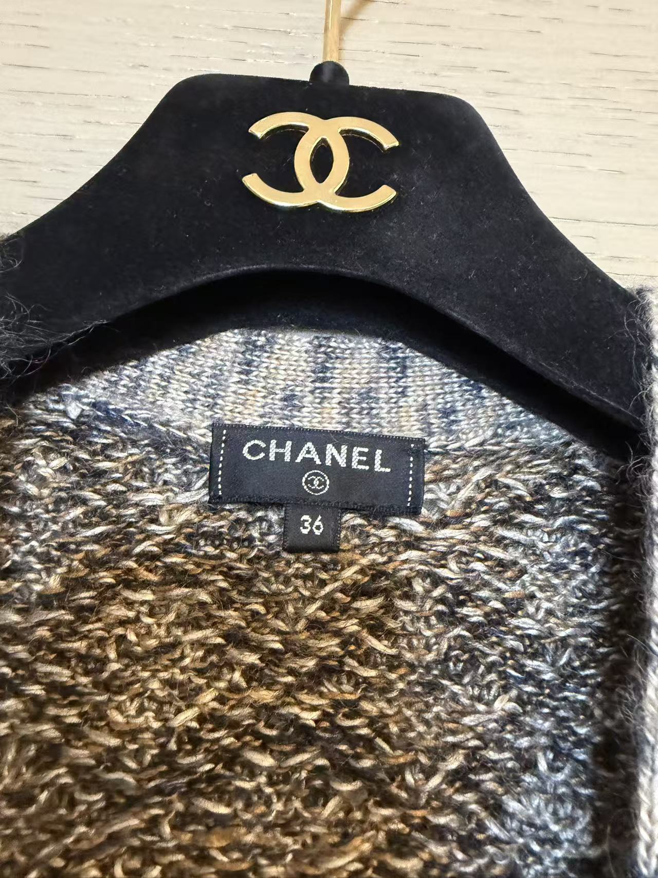 CHANEL 義大利製絲毛混紡菱格提花四口袋 V 領無袖馬甲 36 碼 二手精品背心