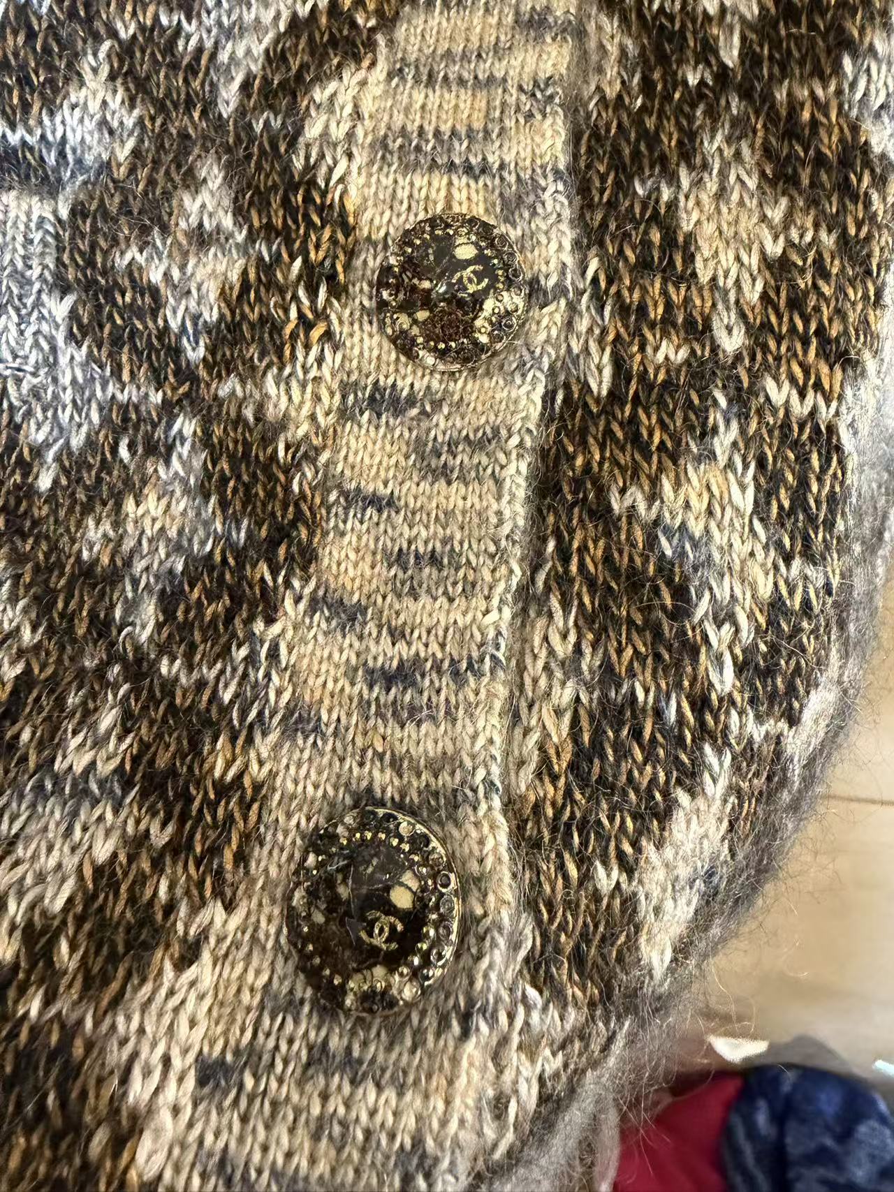 CHANEL 義大利製絲毛混紡菱格提花四口袋 V 領無袖馬甲 36 碼 二手精品背心