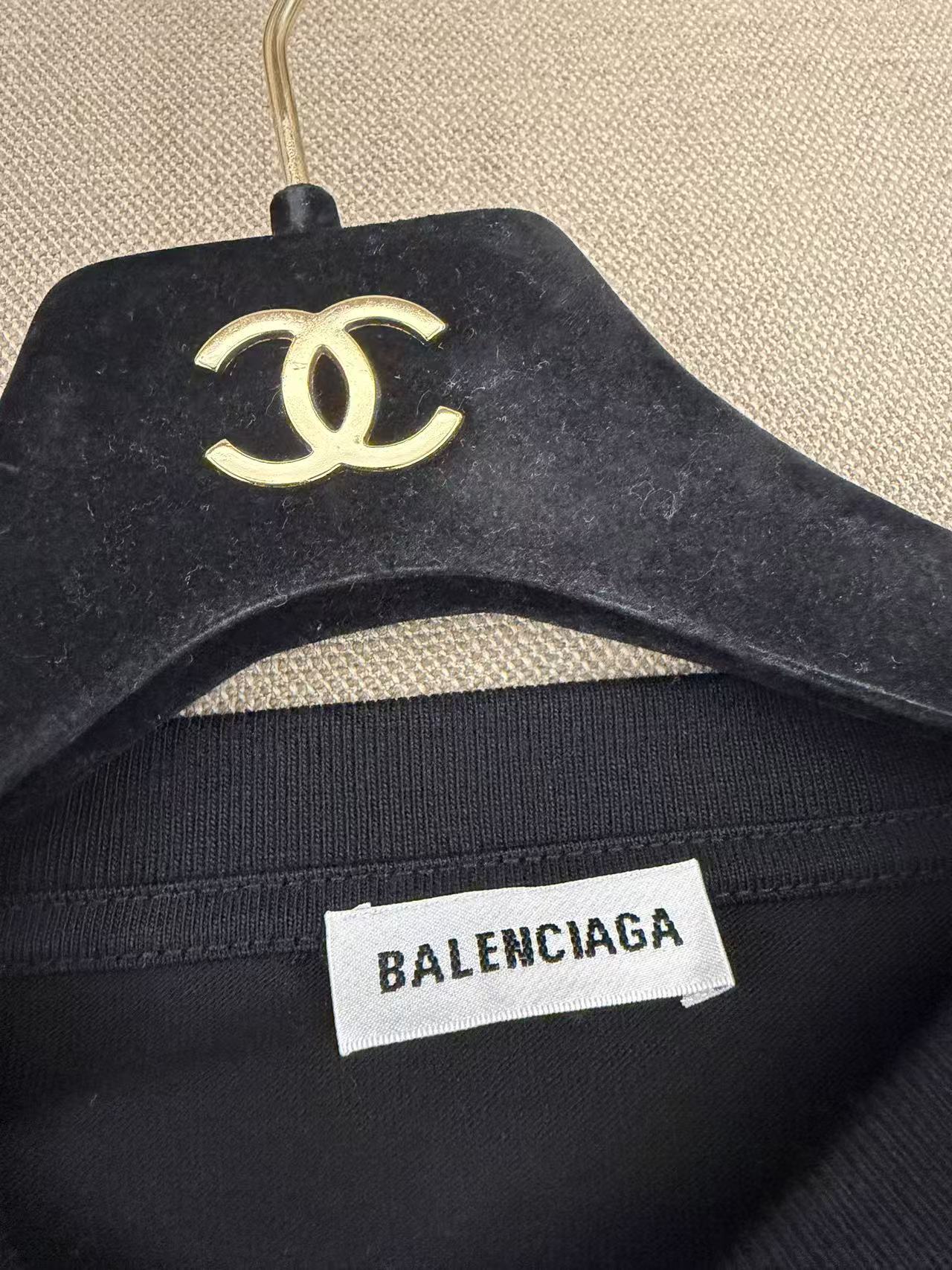 Balenciaga 經典波浪彩條 Logo 黑色合身短袖 T 恤 S 碼 葡萄牙製二手精品