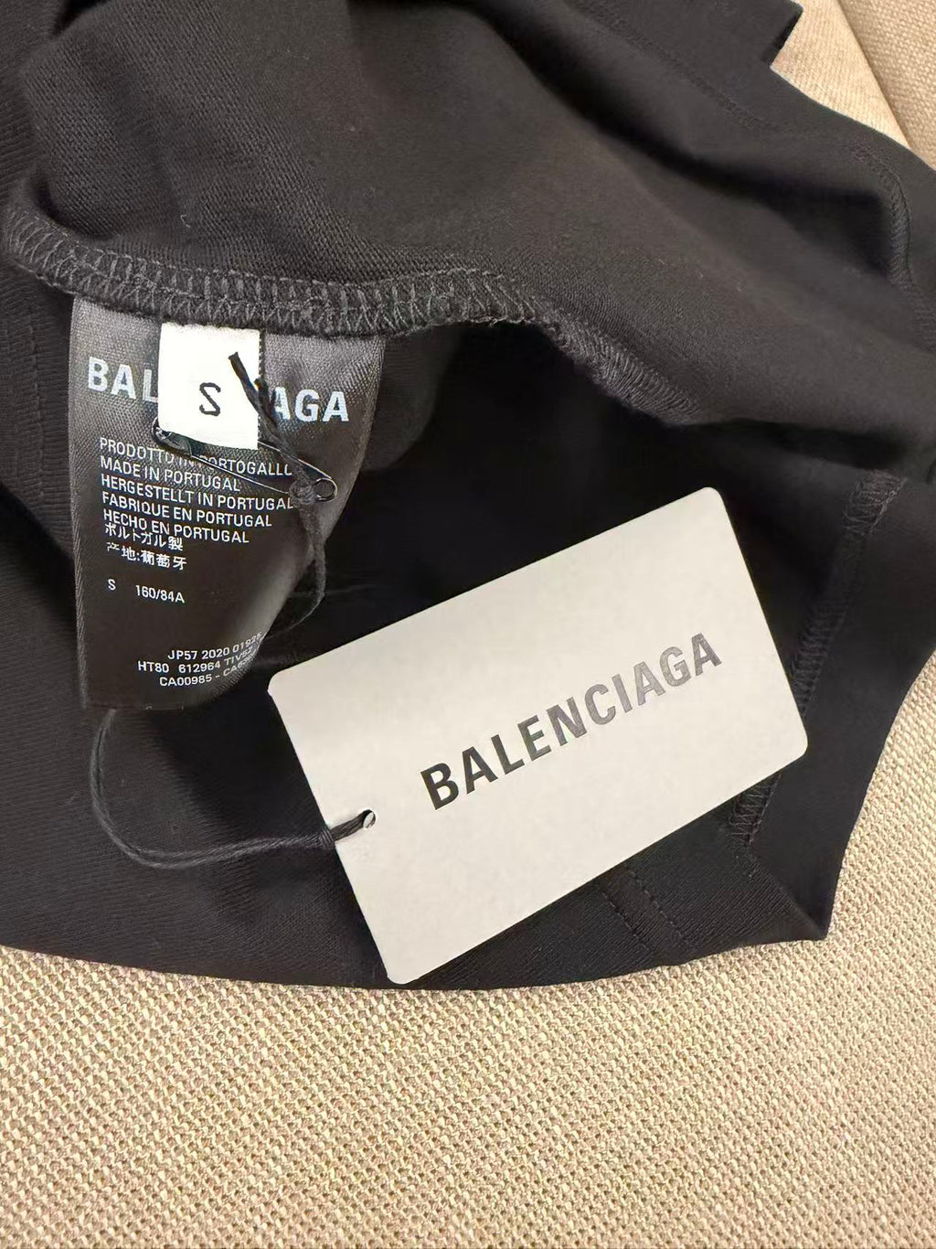 Balenciaga 經典波浪彩條 Logo 黑色合身短袖 T 恤 S 碼 葡萄牙製二手精品