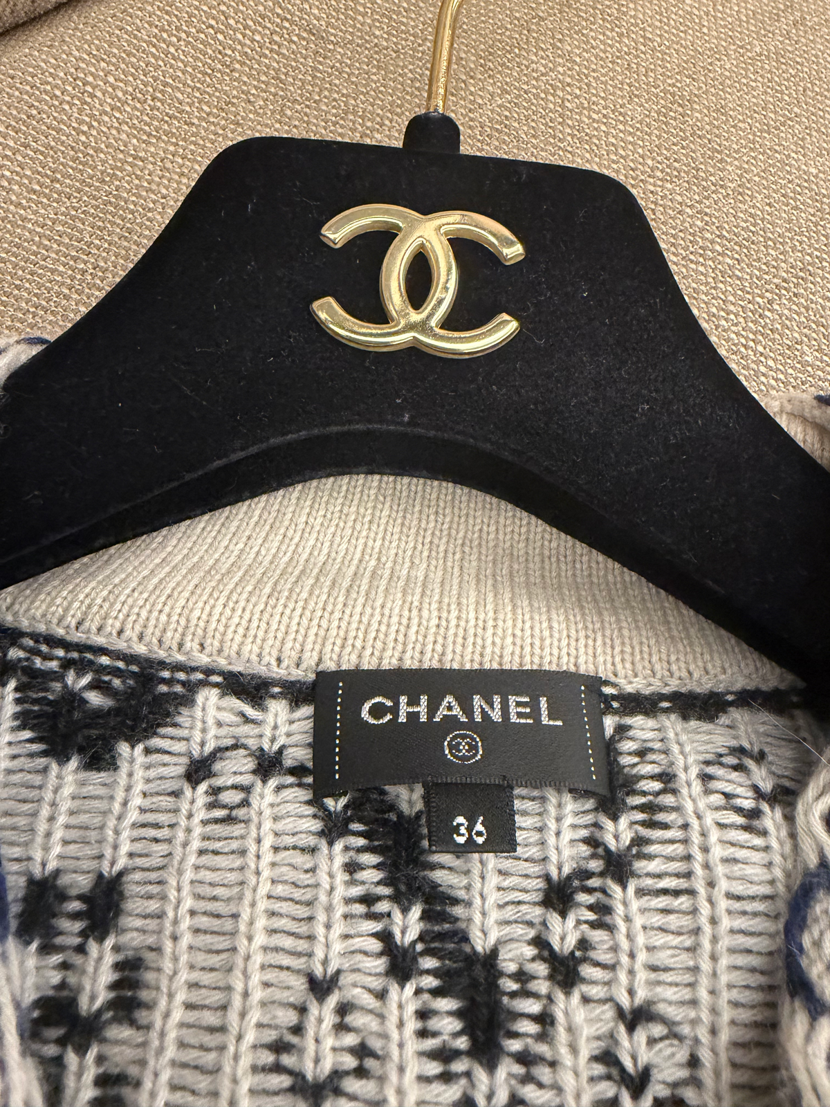 CHANEL No.5 费尔岛羊绒开衫 短款针织外套 36 码