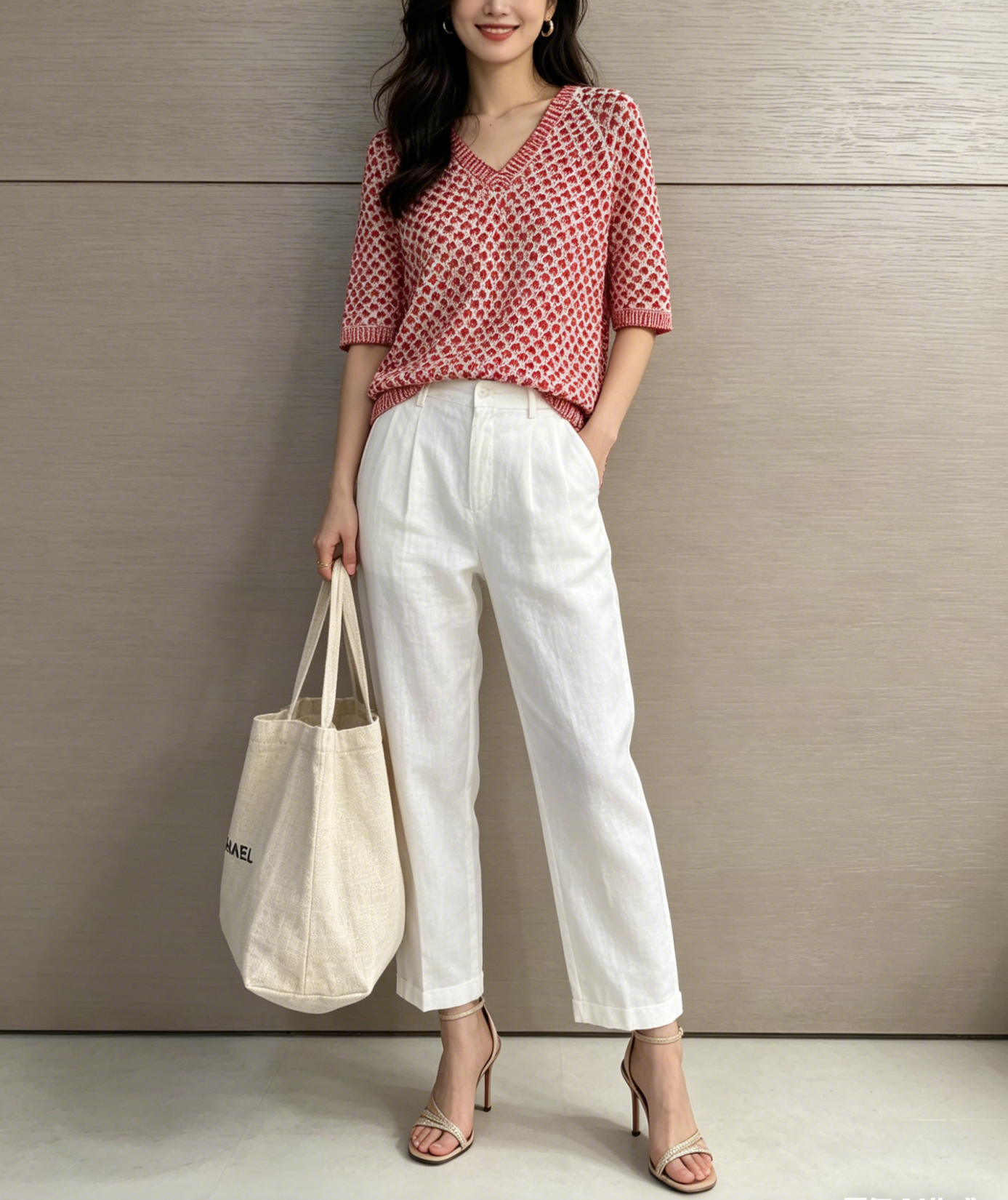 Chanel Red & White Silk-Blend Knit Top 香奈儿 红白拼色真丝混纺针织上衣