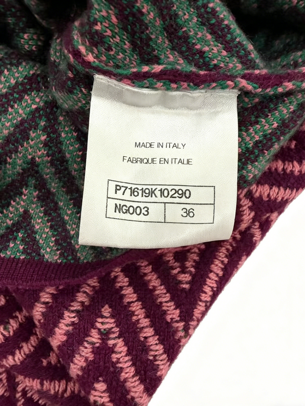 Chanel Chevron Knit Dress with CC Logo - Burgundy/Pink/Green 香奈兒 經典雙 C 人字紋針織連衣裙 紫粉撞色