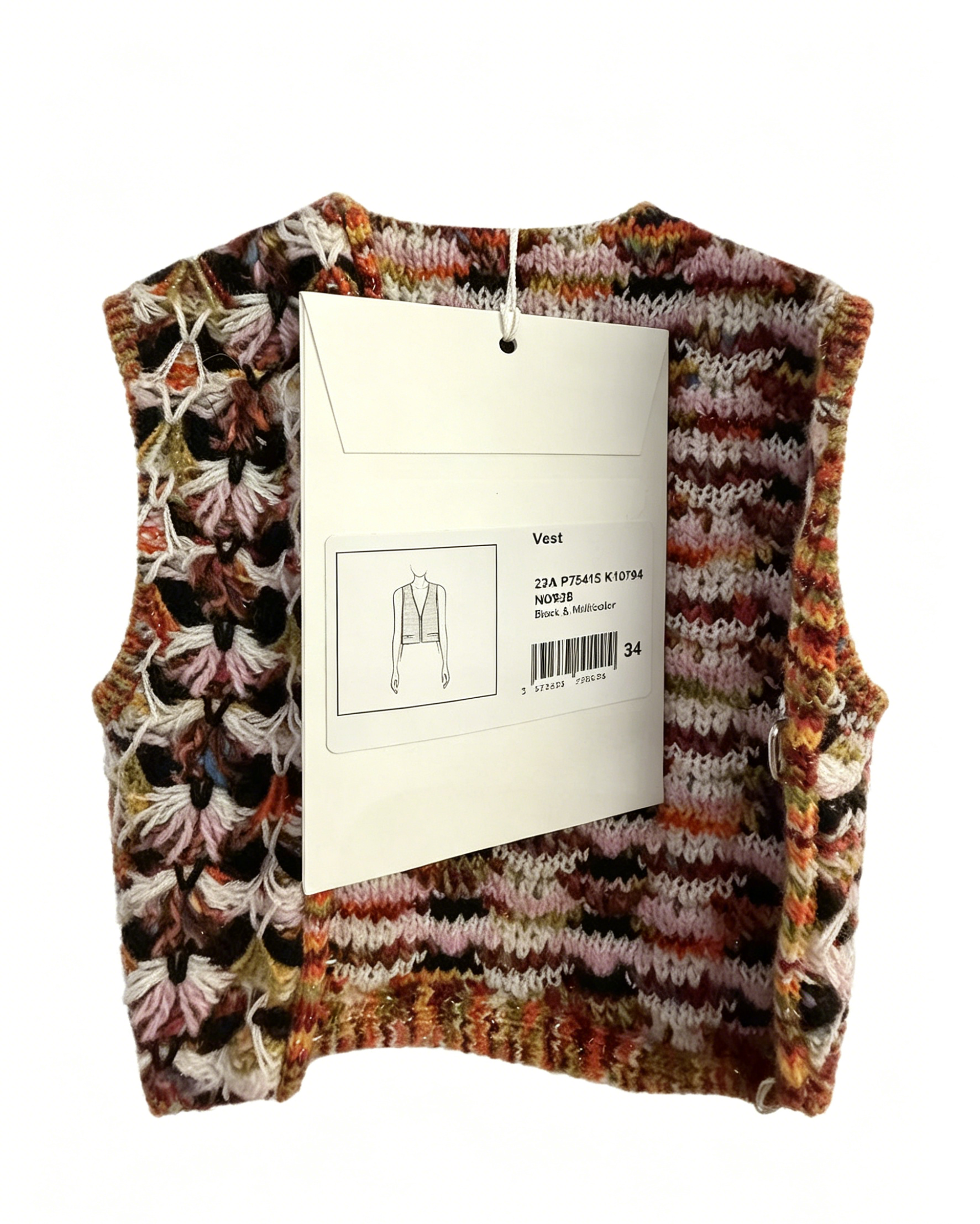 Pre-owned Chanel 23A Series Colorful Crochet Diamond Knit Vest FR34二手香奈儿 23A 系列 彩色钩花菱格针织马甲 FR34 码