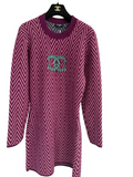Chanel Chevron Knit Dress with CC Logo - Burgundy/Pink/Green 香奈兒 經典雙 C 人字紋針織連衣裙 紫粉撞色