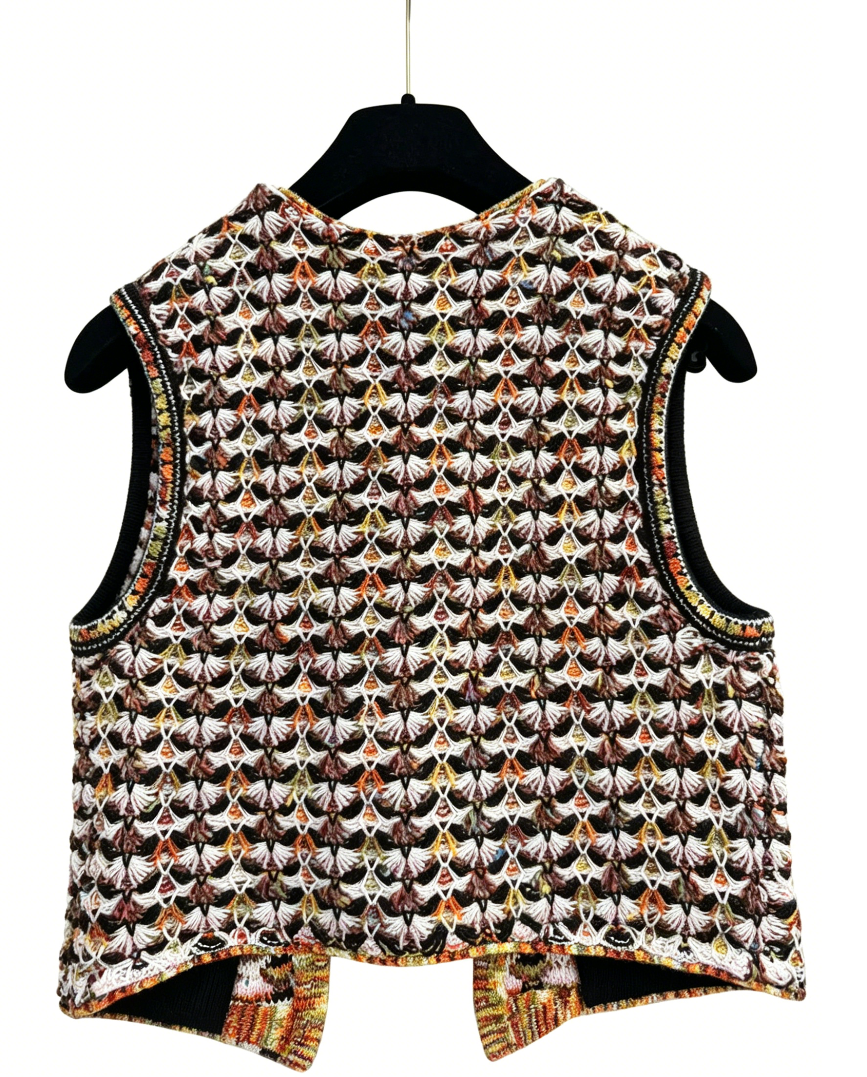Pre-owned Chanel 23A Series Colorful Crochet Diamond Knit Vest FR34二手香奈儿 23A 系列 彩色钩花菱格针织马甲 FR34 码