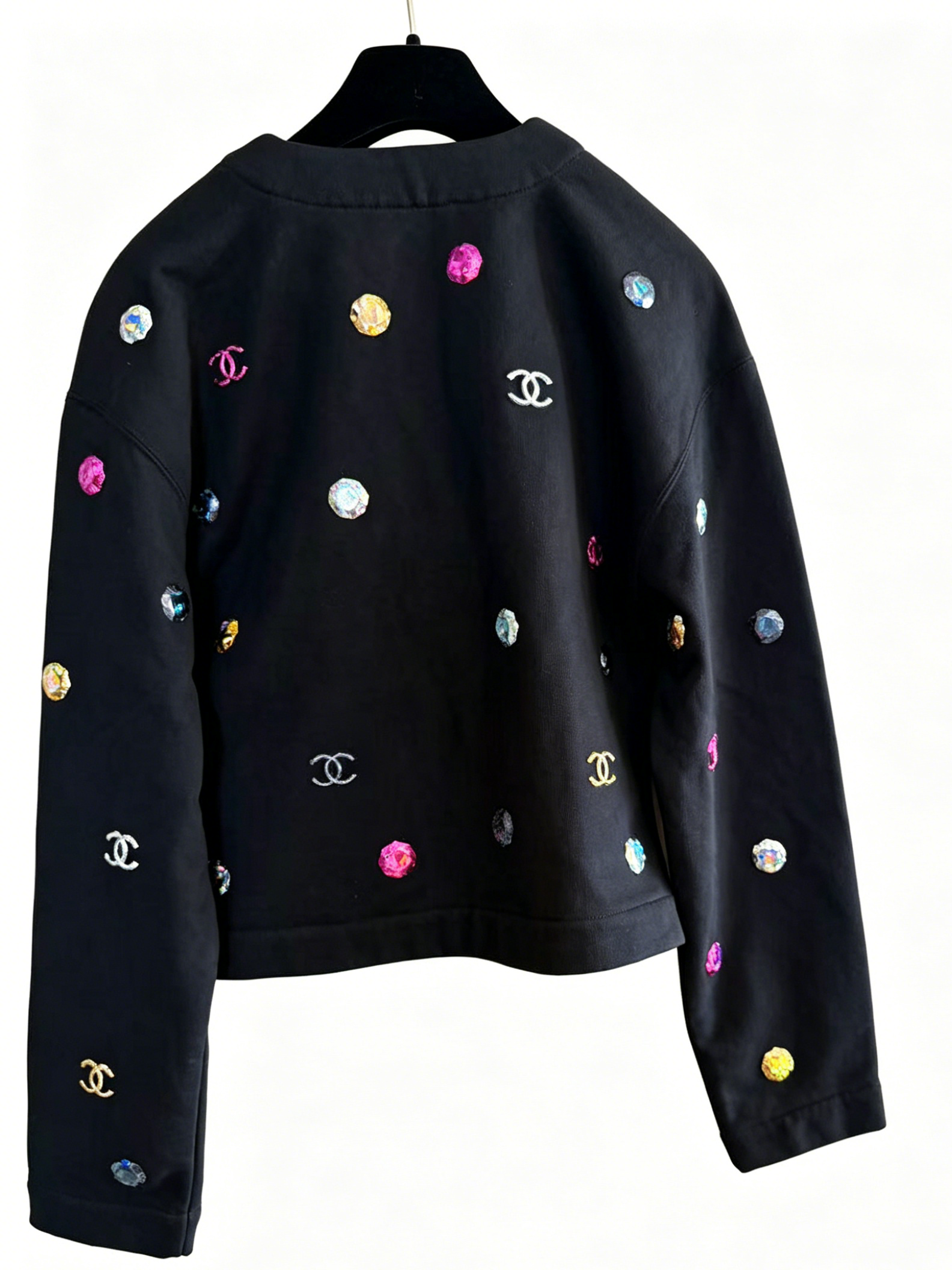 CHANEL 寶石刺繡 V 領短款開衫外套