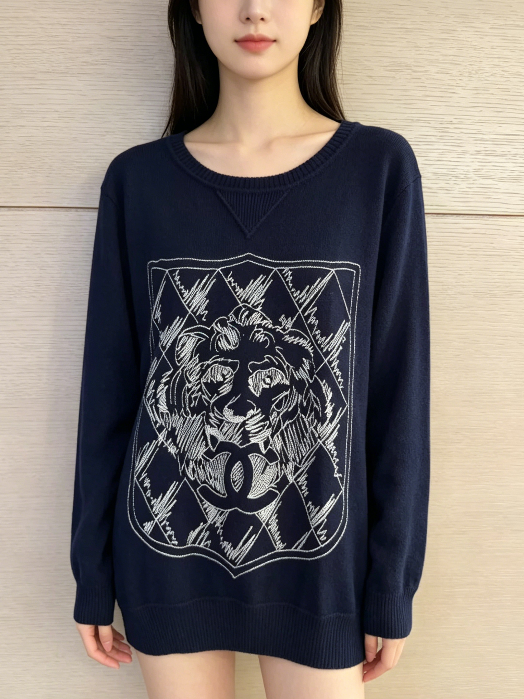 CHANEL 爆款獅子刺繡 100% 羊絨毛衣