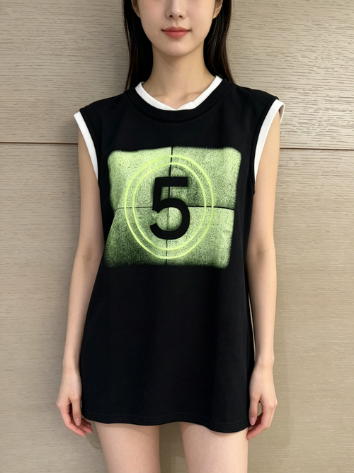 CHANEL N°5 螢光噴墨撞色無袖背心