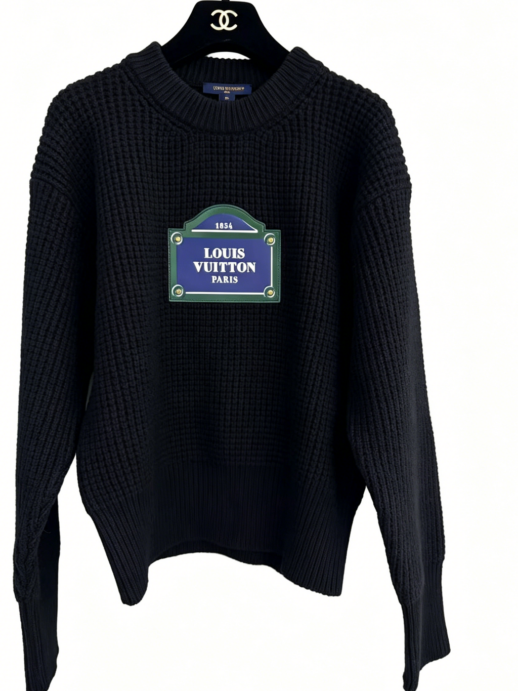 Louis Vuitton Oversize 路牌 Logo 黑毛衣（XS）